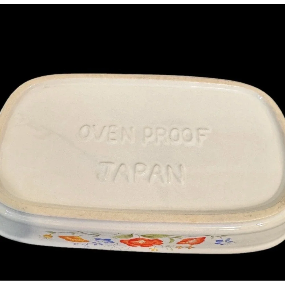 Japan VTG Floral Ceramic Baking Dish 7x4